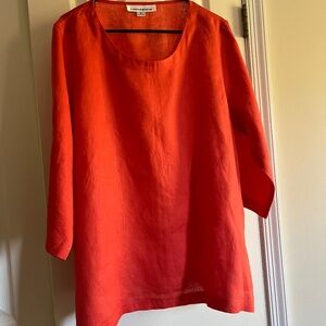 Caroline Rose Linen Orange Top